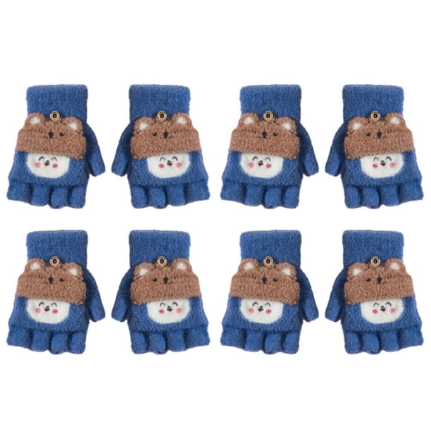 4 guantes tipo chanclas de punto con dibujos animados bonitos para otoño e invierno, acolchados, 781