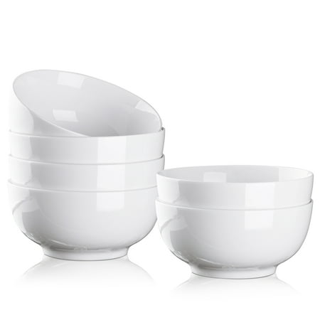 

Entcook 23 Oz Porcelain Cereal Bowls White Ceramic Serve Bowls for Soup Salad Rice Set of 6