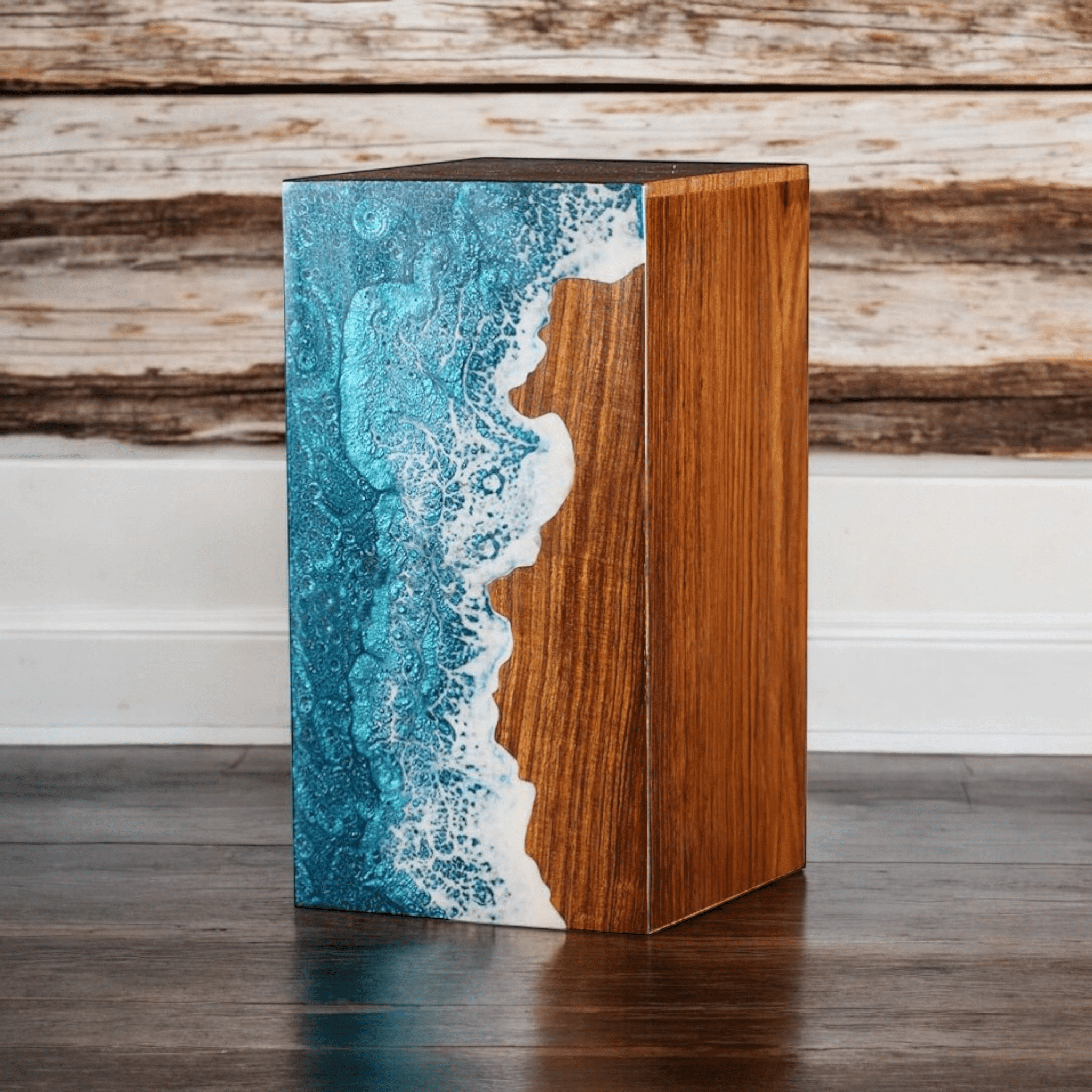Rosewood Urn for Human Ashes Adult, Cremation Urn for Pets Ashes Urn for Dog Ashes, Resin Ocean Wave Design Memorial Urn Box