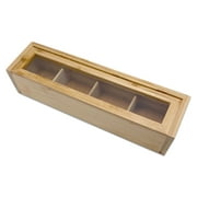 Bam & Boo - Natural Bamboo Tea Bags & Condiments Storage Box Organizers w. Glass Lid (4 Compartments)