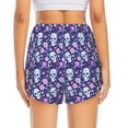 thumbnail image 2 of Lsque Skull Purple Flower Printed Women's Running Shorts with Liner Pockets,Elastic Quick Dry Workout Athletic Gym Yoga Shorts,Womens High Waist Shorts-Small, 2 of 9
