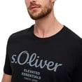 thumbnail image 5 of s.Oliver Camiseta hombre - Basic, estampado logo, cuello redondo, algodón Negro 2XL (XX-Large), 5 of 5
