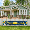 thumbnail image 6 of Blue Backdrop Banner with Golden Happy 80th Birthday Text Balloons and Star Decors Birthday Party Photography Props Birthday Decoration Party Supplies, 6 of 8