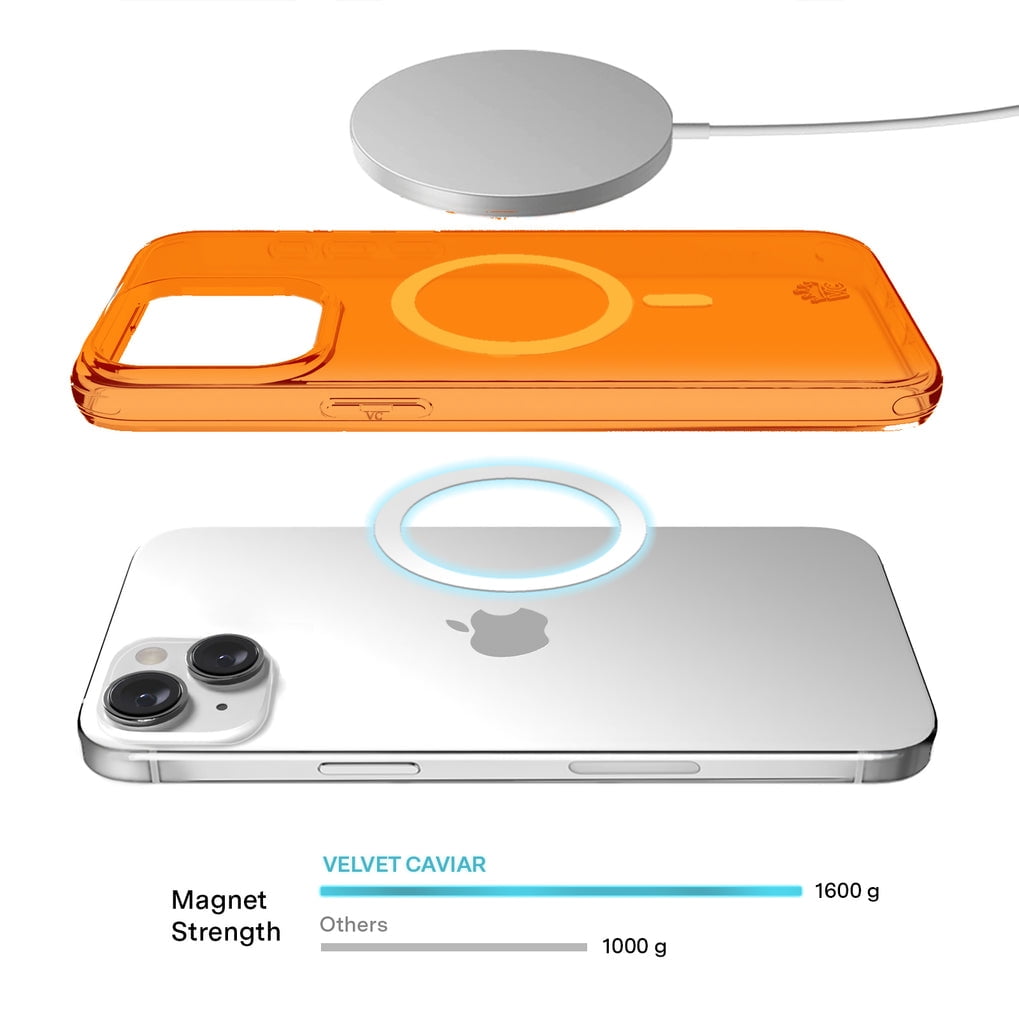 VELVET CAVIAR Neon Orange iPhone 15 Pro Case - Compatible with MagSafe - Clear Protective Phone Cases