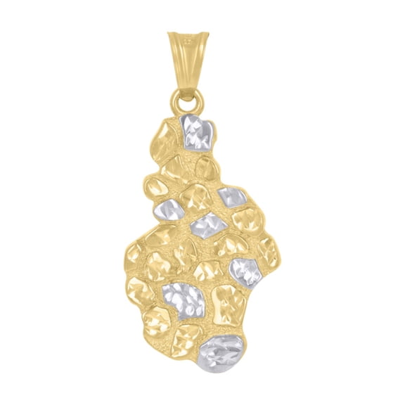 Auriga 14k Two-Tone Gold Nugget Charm Pendant For Men (L- 31.9mm W-14.6mm)