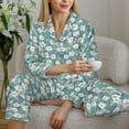 thumbnail image 5 of Xecao Gouache Flowers Print Women Pajamas Set Soft Sleepwear Pjs long Sleeve Button Down Nightwear with Long Pants, 5 of 6