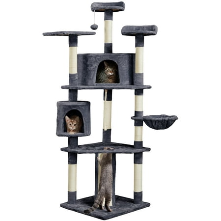 SmileMart 79"H Multilevel Large Cat Tree Condo Tower with Scratching Post, Dark Gray
