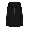 thumbnail image 3 of hxobax Half Zip Hoodies Sweatshirts Womens Fall Winter Long Sleeve Fleece Pullover Hooded Sweatshirt, 3 of 5