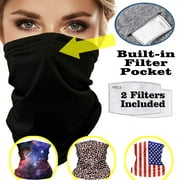 Reusable Face Covering with Pocket, Black Washable Cooling Neck Gaiter, Face Mask, Bandanas, CLEANBREATH™