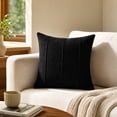 thumbnail image 5 of Throw Pillow Covers 18 x 18, Set of 2 - Fall Decorative Soft Corduroy Striped Boho Pillow Covers, Cushion Pillow Cases for Farmhouse Decor, Couch, Easter, Bed Living Room, Black, 2 Pack, 5 of 9