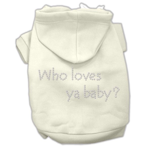 Pet, Dog Cat Hoodie Rhinestone, "Who Loves Ya Baby?"