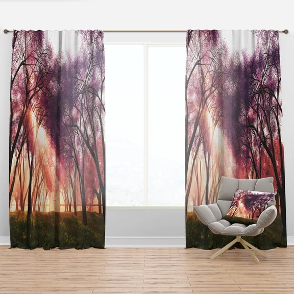Designart 'Cherry Blossoms Japan Garden' Landscape Curtain Panel