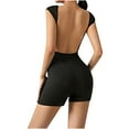 thumbnail image 5 of DDAPJ pyju Women Backless Romper Jumpsuit Y2K Short Sleeve Low Cut U Neck Bodycon Bodysuit Shorts Overall Casual Solid Playsuit on Sale Black M, 5 of 7