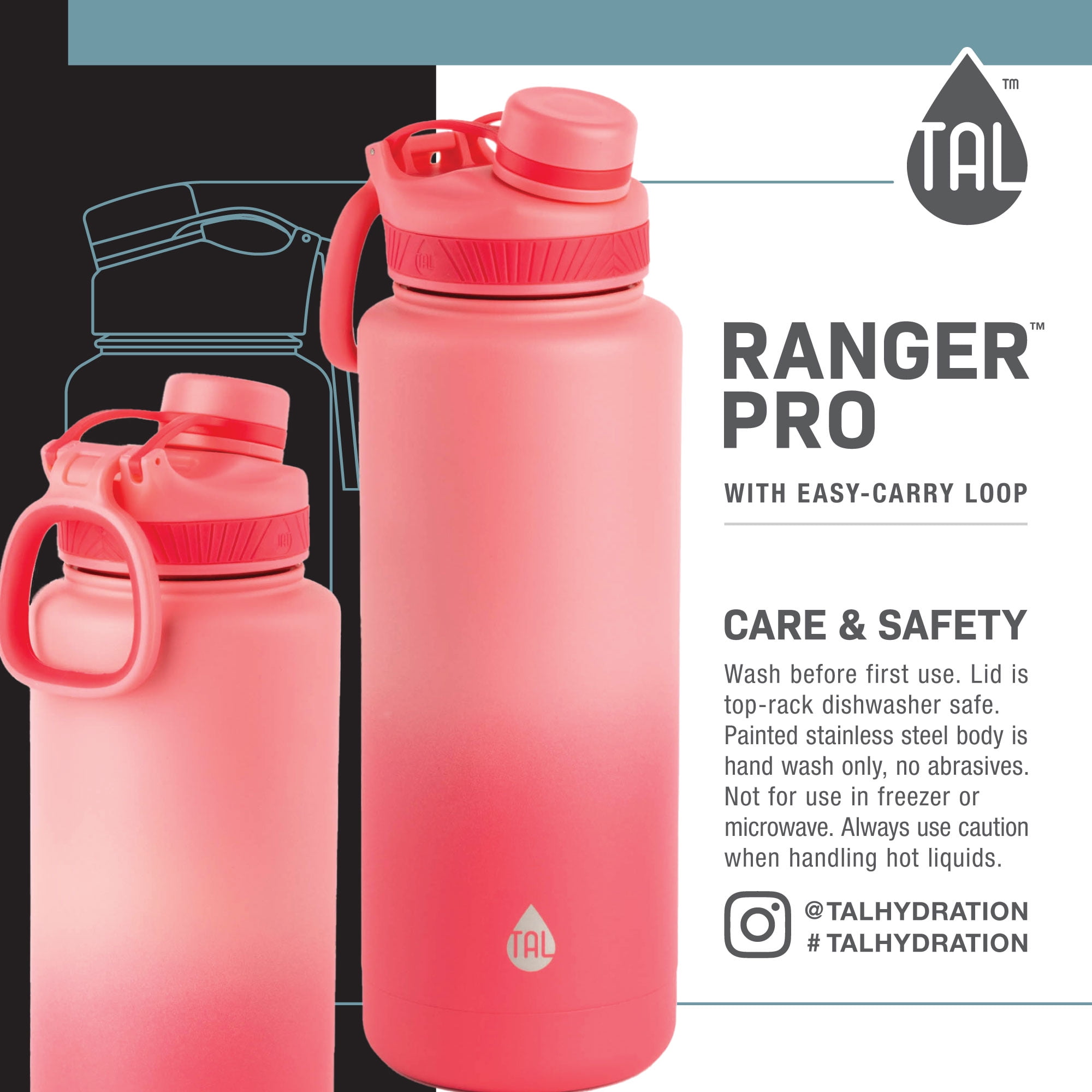 TAL Stainless Steel Ranger Water Bottle 40oz Ombre Green
