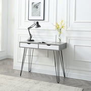 Contemporary Laurel home Office Desk with Storage Drawers and Retro Legs, Black