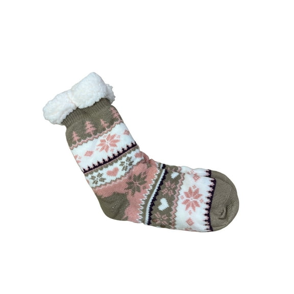 Unisex Soft & Cozy Snowflake Sherpa Fleece-lined With Grippers Slipper Socks