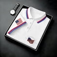 thumbnail image 6 of Hogleaql Men's Trendy 250th Anniversary Usa Polo Shirt Short Sleeve Collar 4th Of July Button Tops Independence Day Patriotic Casual Tunic Shirts Tops White M, 6 of 7