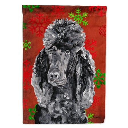 Black Standard Poodle Red Snowflakes Holiday Garden Flag