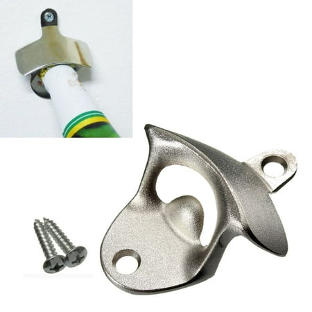 - Stainless Steel Wall Mount Bar Beer Glass Cap Bottle Opener / Catcher Box + Screws