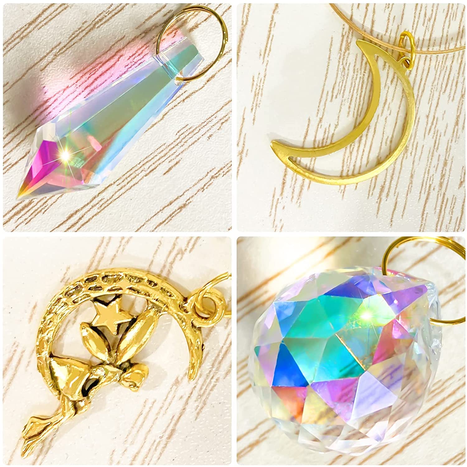 Lot De 3 Attrape-Soleil En Cristal 12,7 Cm - Prismes Arc-en-Ciel, Crochets Inclus - Déco Fenêtre, Jardin - 12