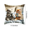 thumbnail image 3 of Cats Playing With Mobile Phone Printed Pillowcase Bedroom Living Room Sofa Decorative Cushion Cover Home Accent Pillow Flock Material 18x18 Inches, 3 of 5