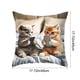 thumbnail image 3 of Funda de almohada con estampado de gatos jugando con el teléfono | Cojín decorativo multicolor de 45 x 45 cm para sofá cama y salón, 3 of 5