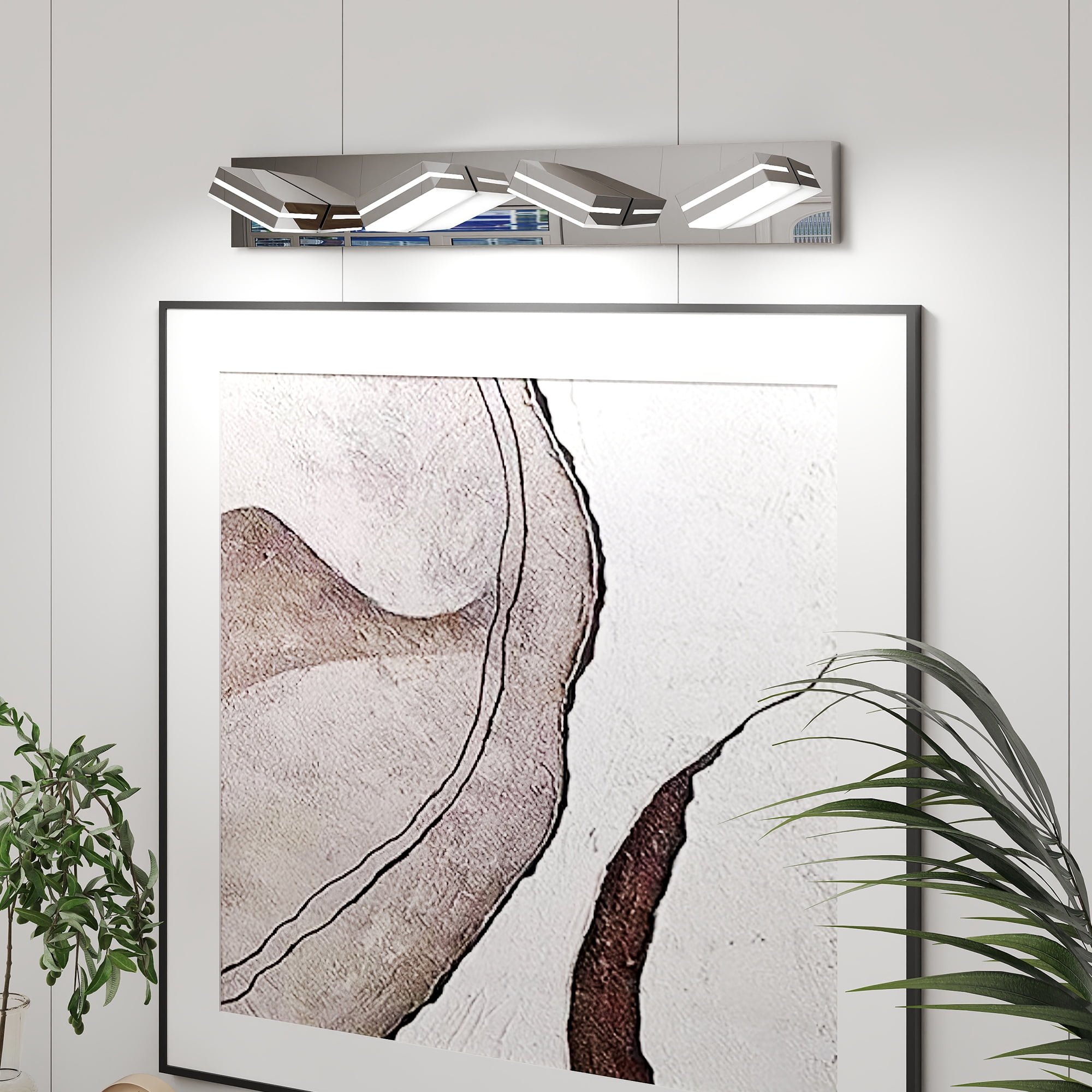 Jopath Modern 4-Light Wall Sconce for Bathroom and Mirror, LED Vanity Light Fixture with Sleek Minimalist Design, Elegant Over Mirror Vanity Light for Bathroom Vanity Mirror Chrome
