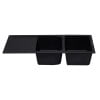 ALFI brand AB4620DI-BLA Black 46" Double Bowl Granite Composite Kitchen Sink with Drainboard
