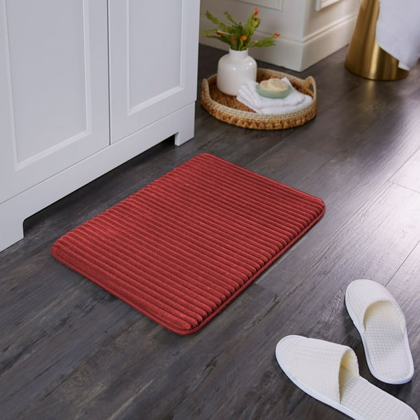 Mainstays Performance Ribbed Quick Dry Foam Bath Mat, 17" X 24", Red