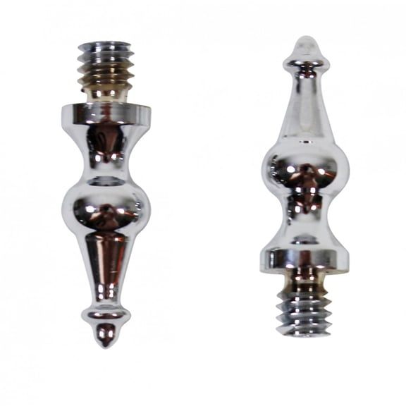 Renovators Supply Bright Chrome Plated Medium Cabinet Door Hinge Finial Pair 7/8 in Kitchen Cabinet Hinge Finial w/Temple Tip