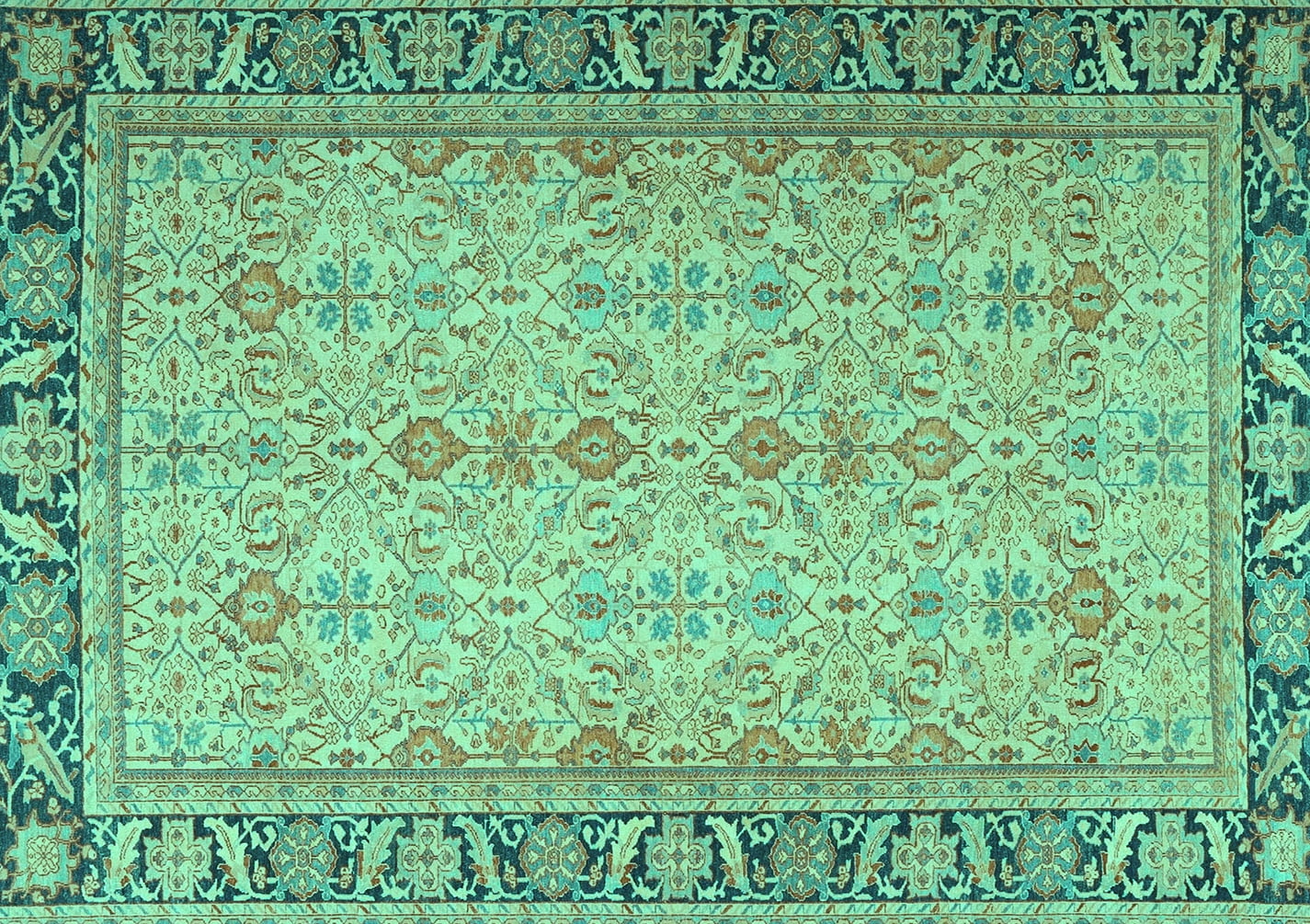 Ahgly Company Indoor Rectangle Persian Turquoise Blue Traditional Area ...