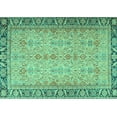 thumbnail image 1 of Ahgly Company Machine Washable Indoor Rectangle Persian Turquoise Blue Traditional Area Rugs, 7' x 9', 1 of 4