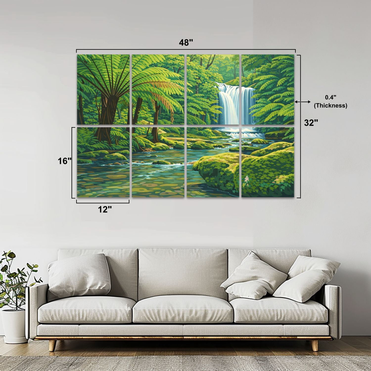 8 Pack Art Acoustic Panels Sound Absorbing Rainforest waterfalls Hopetoun Falls Great Otway Victoria Decorative Soundproof Wall Panels Self Adhesive for Nursery Game Room Bedroom 48"x32"