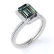 thumbnail image 4 of JeenMata Anillo de Bodas a Juego con Corte Esmeralda de 1,5 Quilates con Halo de Alejandrita y Moissanita Creado en Laboratorio Engastado en Oro Blanco de 18 K sobre Plata, 4 of 4
