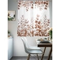 thumbnail image 4 of Brown Red Eucalyptus Leaves Sheer Curtains 63 Inch Length 2 Panels Set Window Treatments, Watercolor Spring Summer Botanical Rod Pocket Semi Curtains for Living Room/Bedroom/Kitchen, 104"W x 63"L, 4 of 7