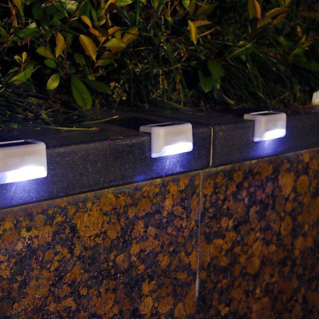 Lámpara 4 Uds LED Solar camino escalera luces impermeable jardín valla pared césped lámpara