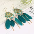 thumbnail image 3 of Xinyolin Vintage Golden Chain Feather Tassel Pendant Hook Earrings, Casual Charm Jewelry, 3 of 7