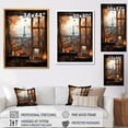 thumbnail image 4 of Designart "Paris Window View with Retro Charm V" Cityscapes Framed Wall Art - Industrial Orange Paris Bedroom Framed Canvas Wall Art, 4 of 6