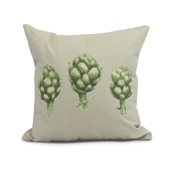 Simply Daisy, 18 x 18 inch,Artichoke Decorative Pillow,Light Gray-Green