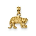 thumbnail image 1 of 14k Yellow Gold Solid Satin Concave Cat Pendant, 1 of 2
