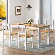 Soges 47 Dining Table Set for 4, 5-Piece Wood Kitchen Dining Table Set with 4 Chairs for Kitchen Dining Room Restaurant, Oak&White