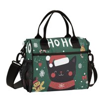 FORMRS Insulated Lunch Bag Unisex Large Capacity with Shoulder Strap, Christmas Cat