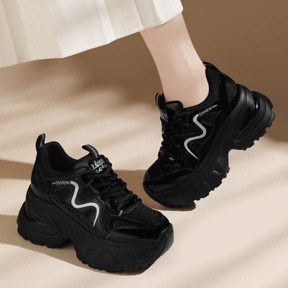 Thick-Soled Height-Increasing Mesh Breathable Casual Sneakers Futuristic Versatile Trendy Shoes