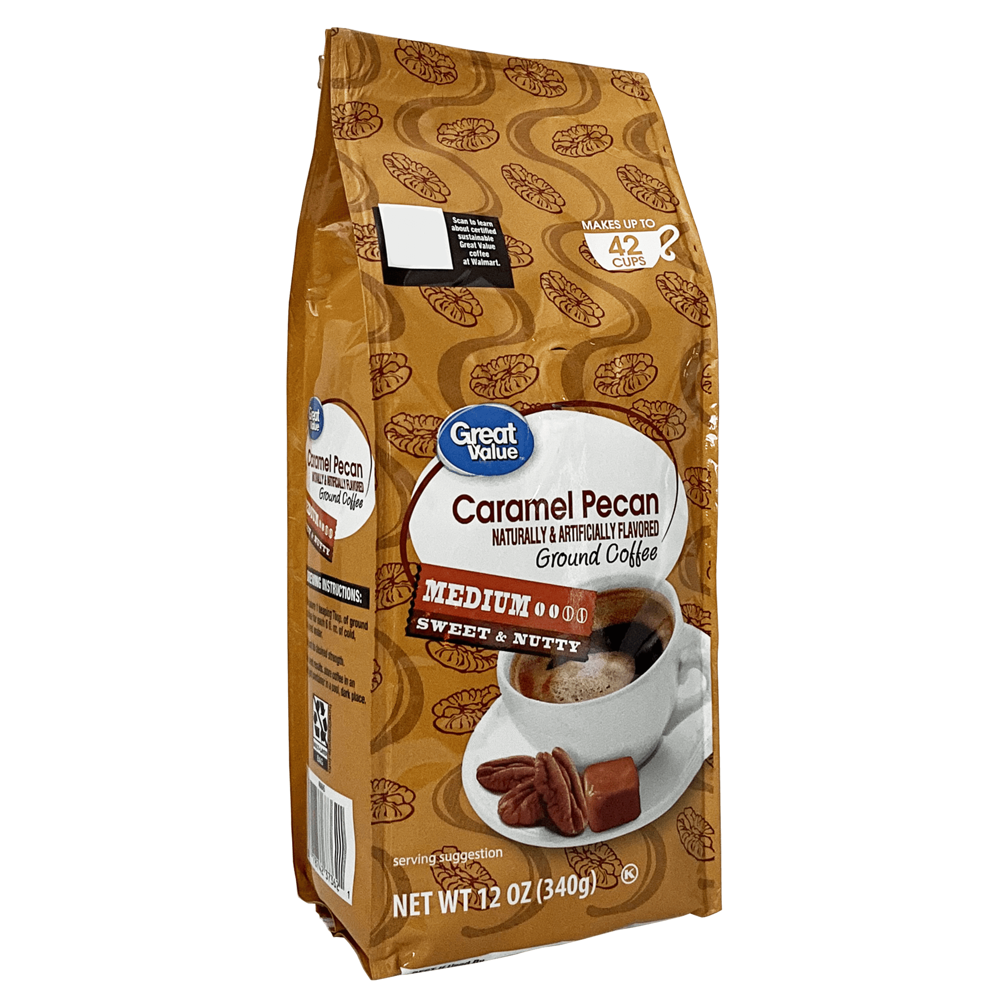 (6 pack) Great Value Caramel Pecan Ground Coffee, 12 oz