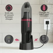 IonVac Handvac Handheld Cordless Vacuum, Pet-Friendly Multi-Surface Lightweight Vacuum Cleaner with USB Charging, Model #7553, Pink