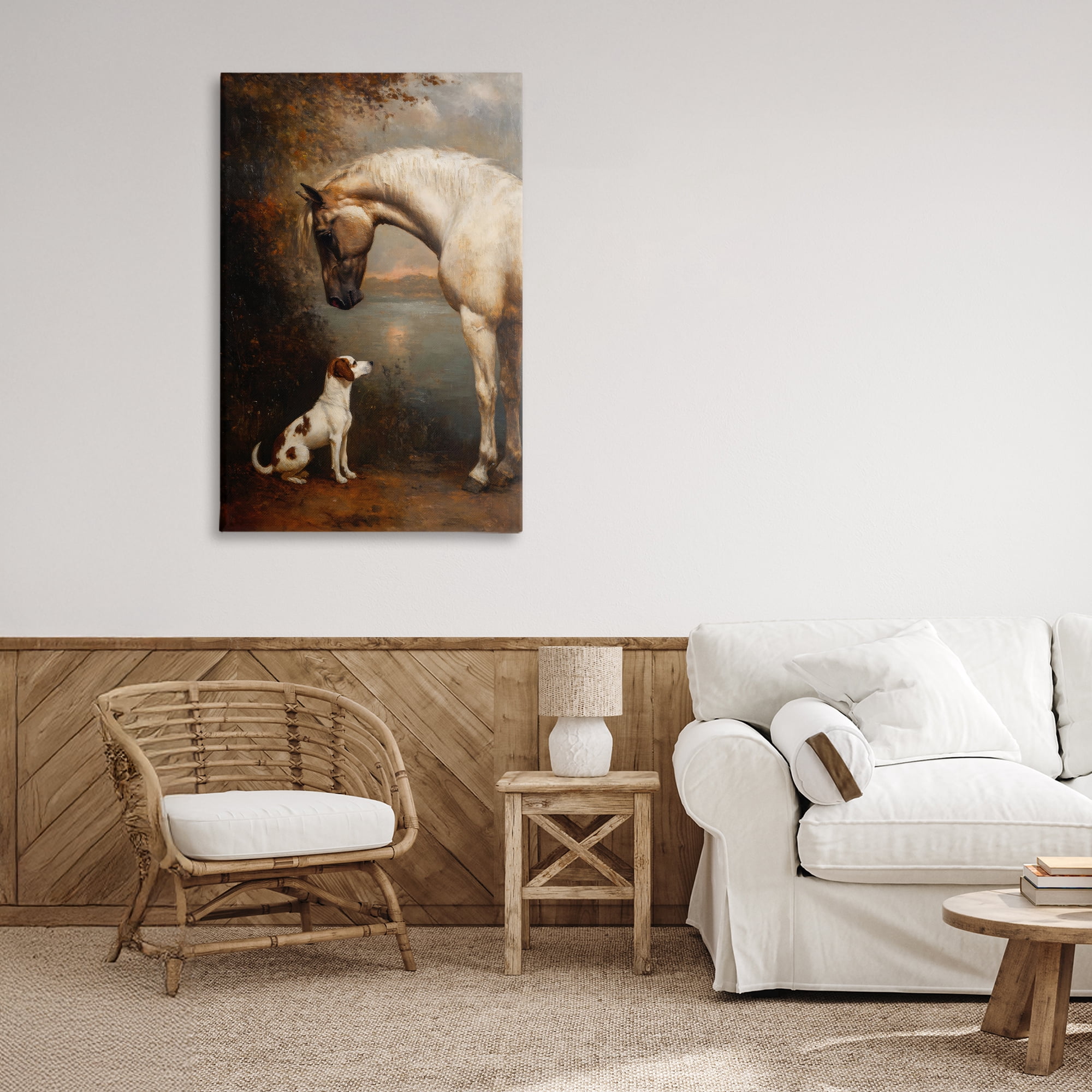 Stupell Industries Hound & Horse Vintage View Canvas Wall Art, design by Petal Prints Design