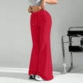 thumbnail image 6 of Yoga Pants Women Flare High Waisted Drawstring Comfy Trousers Bootcut Wide Leg Bell Bottom Pants with Pockets Red S, 6 of 9
