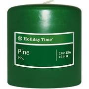 Angle View: Holiday Time 3" Pillar, Pine Candles, Set of 6