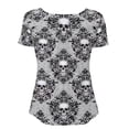 thumbnail image 5 of Chririnla Plus Size Tops for Womens Goth Skull Summer Clothes Short Sleeve Shirts Casual V Neck Tunic Shirt Henley Workout Blouses, 5 of 6