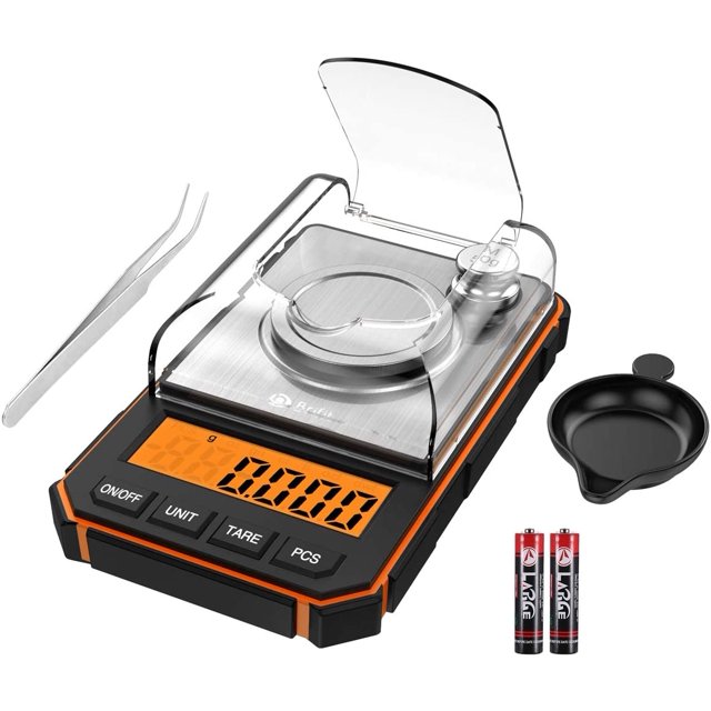 Brifit Digital Milligram Scale, 50g Portable Mini Scale, 0.001g Precise Graduation, Professional Pocket Scale with 50g Calibration Weights Tweezers (Batteries Included)
